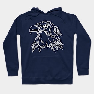 Badass Cyberpunk Eagle Mecha (white lineart) Hoodie